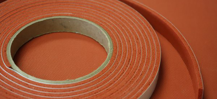Strip of orange, National Silicone closed cell silicone sponge rubber with PSA - GCP Industrial Products